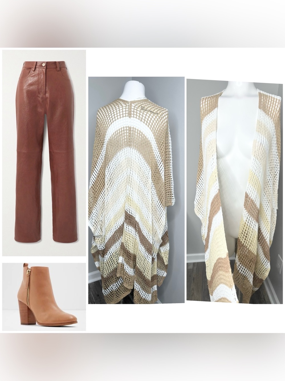 No Boundaries Open Knit Striped Cardigan - Cream, White, Tan, Brown- l/xl